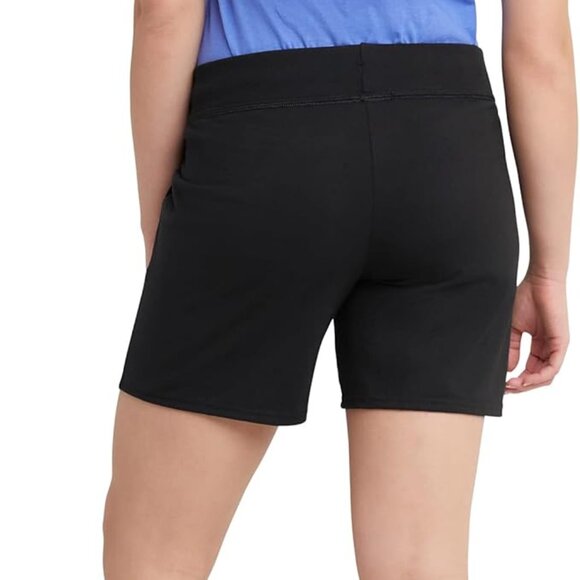 Hanes Women's Jersey Pocket Shorts Drawstring Cotton Medium Shorts 7" Inseam - Picture 3 of 4